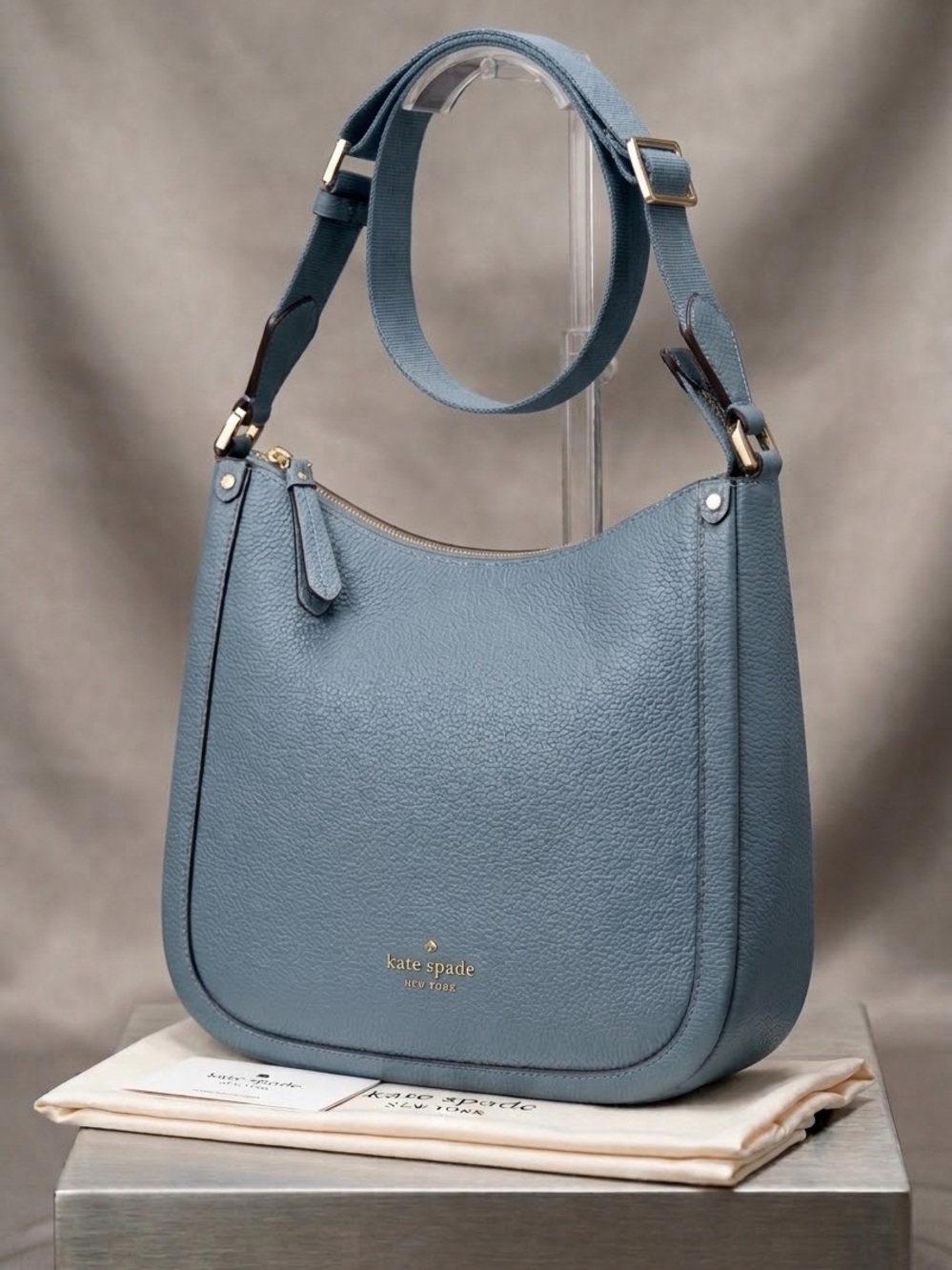 kate spade Dusty Blue Pebbled Leather Shoulder Bag